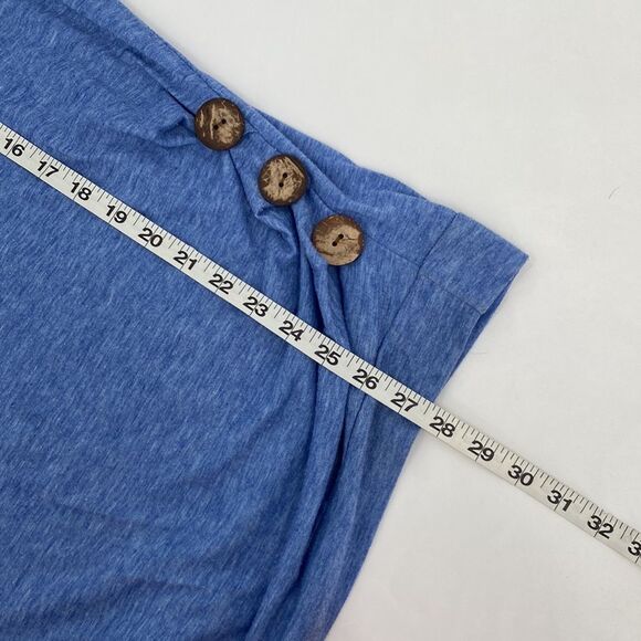 Womens Scoop Neck Short Sleeve Side Button Accent Pullover Top Tee Blue Size 2XL - Picture 7 of 7